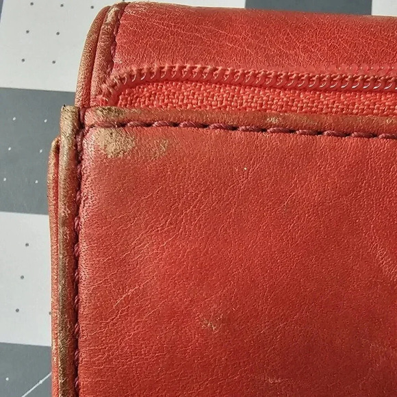 Coach Vintage Red Leather Trifold Checkbook Wallet Designer - Picture 8 of 14